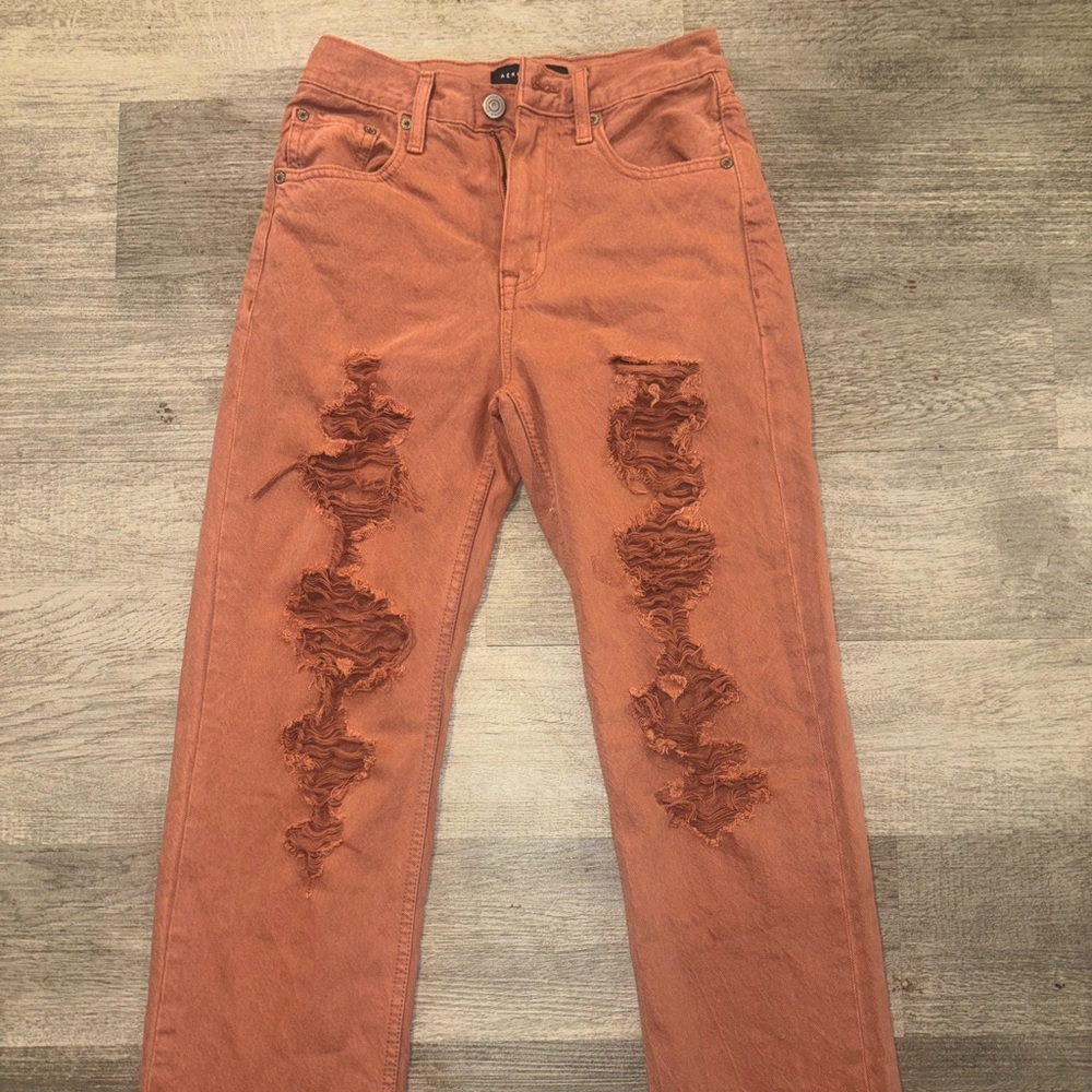 Aeropostale Orange Distressed Women Jeans